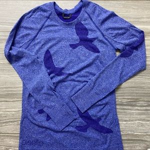 Oiselle Women’s Medium Flyte Long Sleeve Shirt Top Birds Thumb Holes